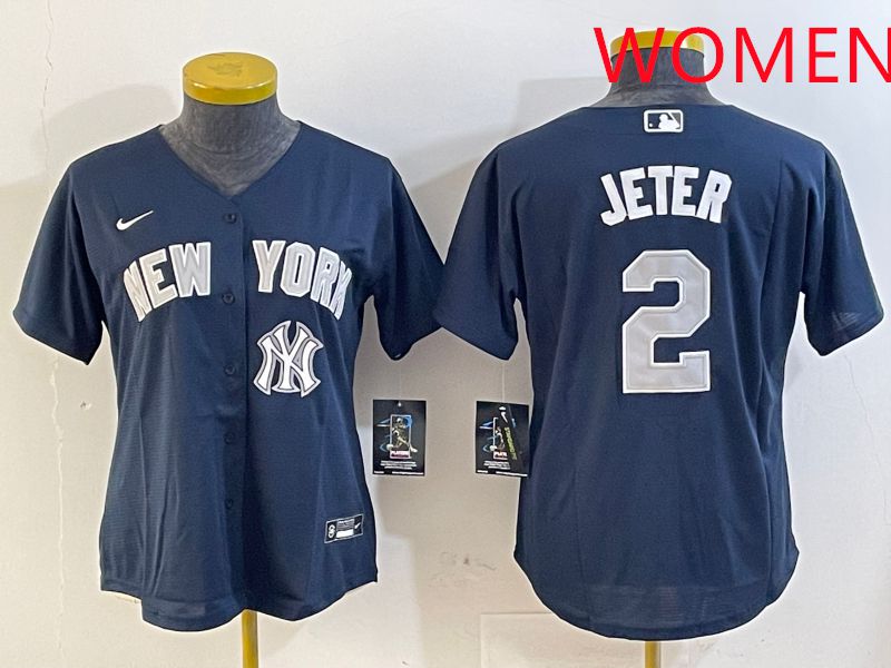 Women New York Yankees #2 Jeter Blue Game 2025 Nike MLB Jersey style 6->women mlb jersey->Women Jersey